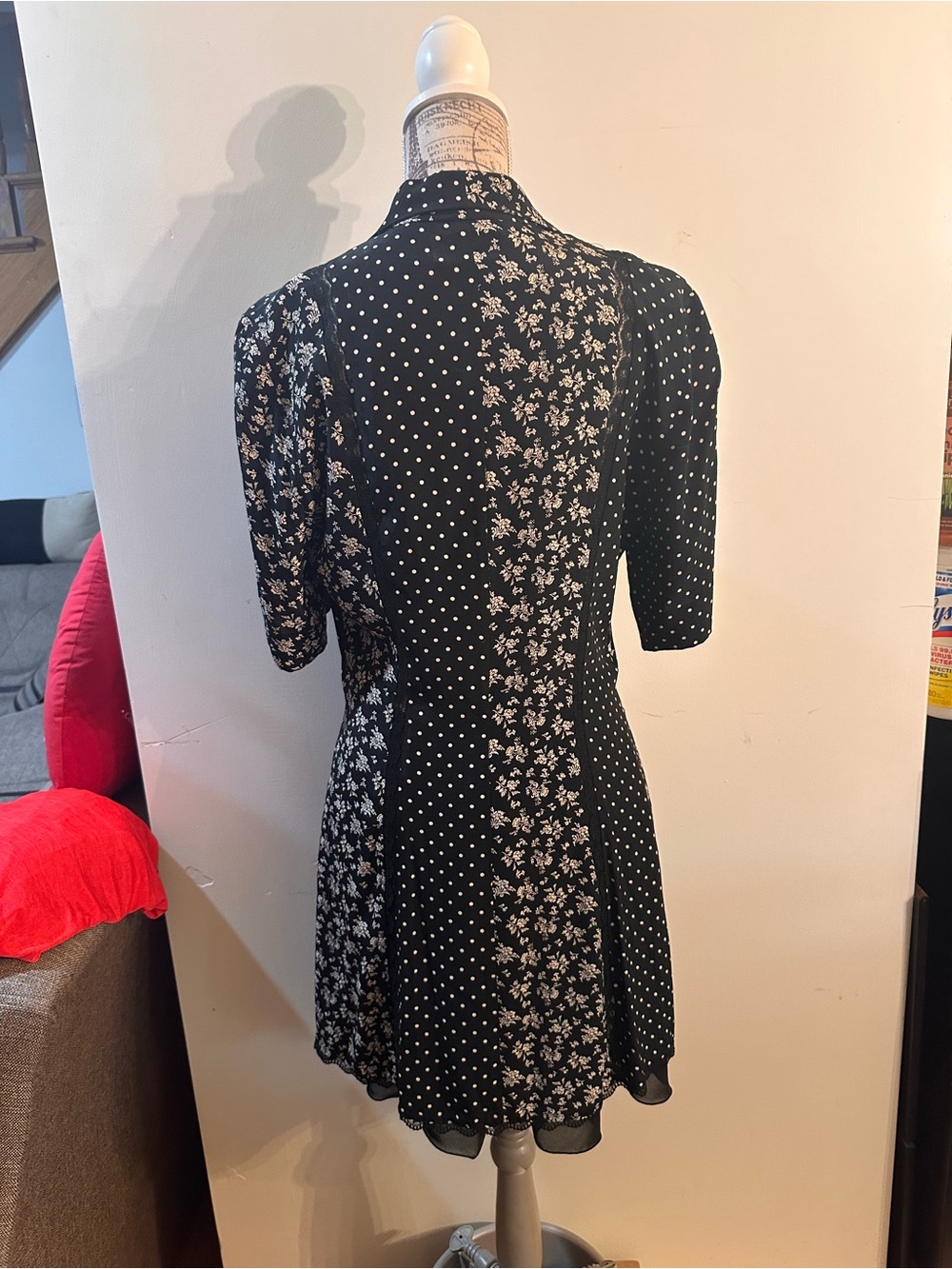 Gala Blanc Black and White Mixed-Print Button-Front Mini Dress - Picture 4 of 10
